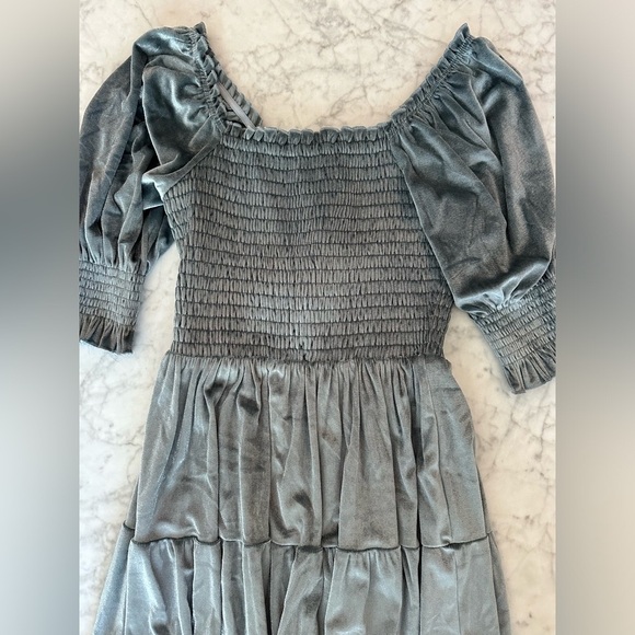 Baltic Born Smocked Velvet Stretchy Short Blue Dress Small - Picture 4 of 6